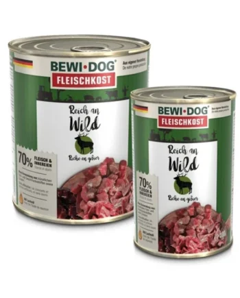 Lata BEWI DOG de carne salvaje, ternera y cerdo 400 gr.
