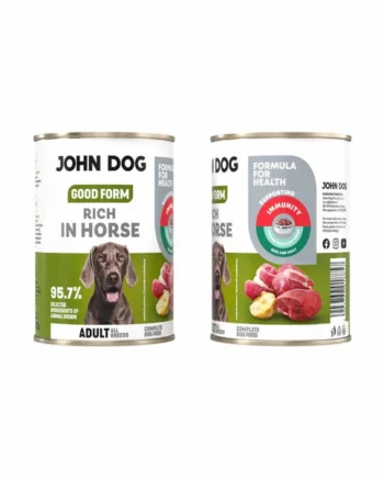 Lata de cerdo y caballo con patatas John Dog