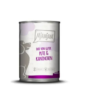 Lata de conejo con pavo y guisantes 400gr - MjaMjam