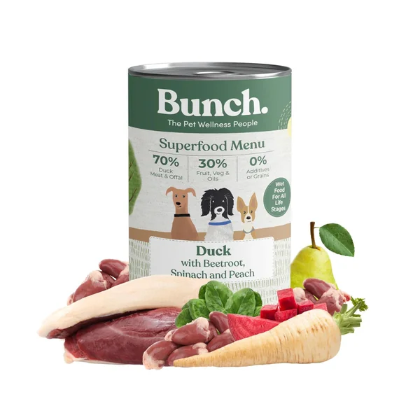 Lata de pato con remolacha y melocotón Bunch