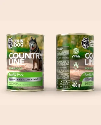 Lata de ternera, cerdo, manzana y tomillo John Dog