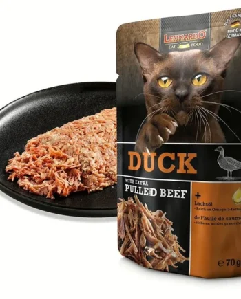 Leonardo Pato con Extra Pulled Beef | Sobre de Comida Húmeda para Gatos