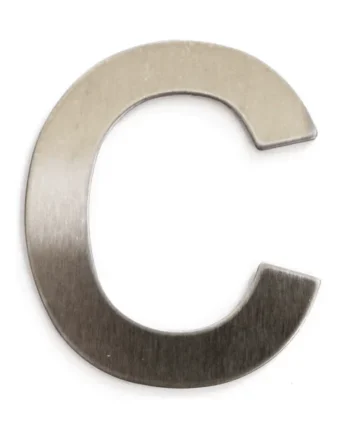 Letra C adhesivo en acero inoxidable 7.5 cm Gris