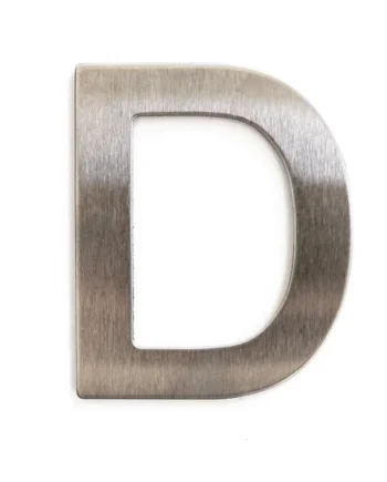 Letra D adhesivo en acero inoxidable 7.5 cm Gris