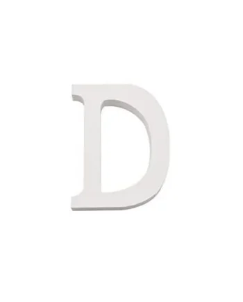 Letra D madera decorativo 11 cm Blanco