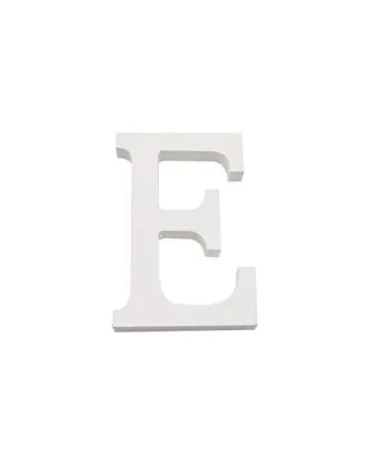 Letra E madera decorativo 11 cm Blanco