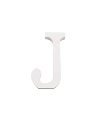 Letra J madera decorativo 11 cm Blanco