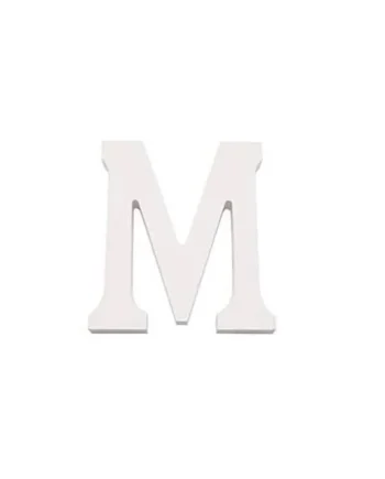 Letra M madera decorativo 11 cm Blanco