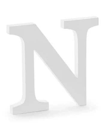 Letra N madera decorativo 11 cm Blanco