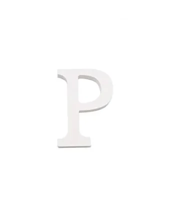 Letra P madera decorativo 11 cm Blanco