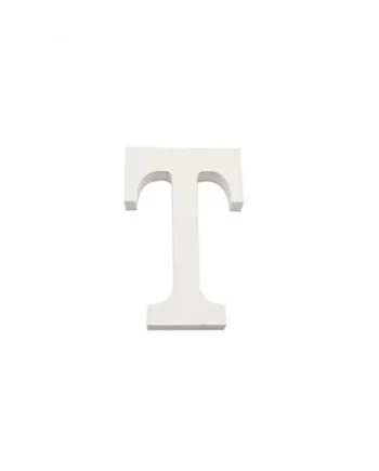 Letra T madera decorativo 11 cm Blanco