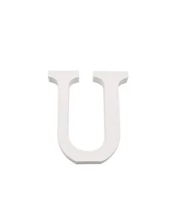 Letra U madera decorativo 11 cm Blanco