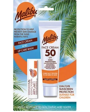 Loción Solar Facial + Protector Solar Labial Malibu
