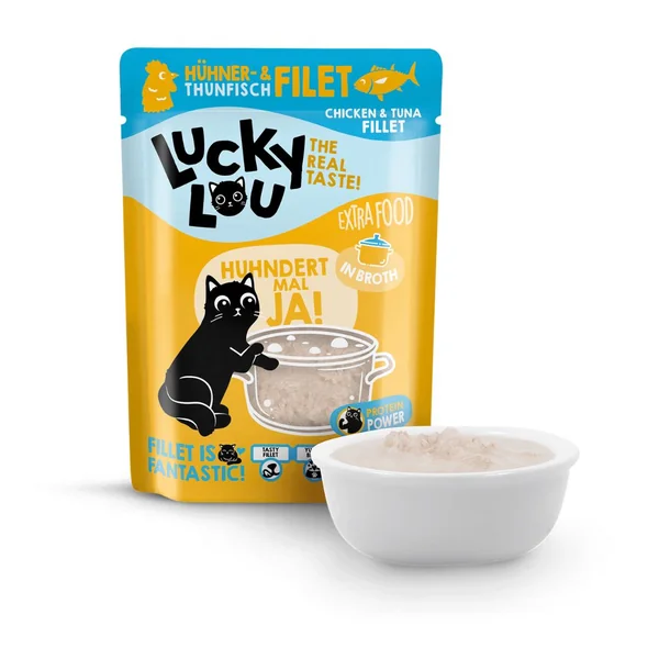 Lucky Lou Extrafood - Filete de atún y filete de pollo en caldo 70gr