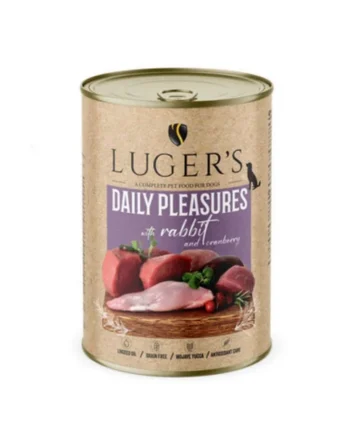 Lugers Daily Pleasure Perro - Lata de conejo y arándanos