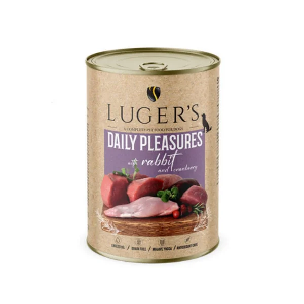 Lugers Daily Pleasure Perro - Lata de conejo y arándanos