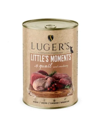 Lugers Little Moments Perro - Lata de codorniz con arándanos