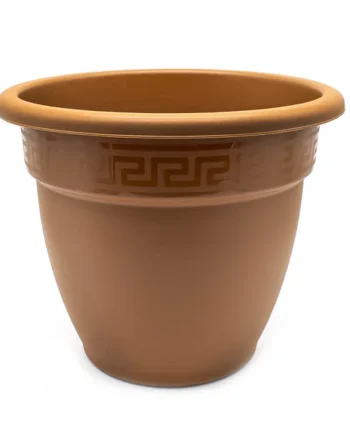 Macetero redondo de plastico 20 cm Marron