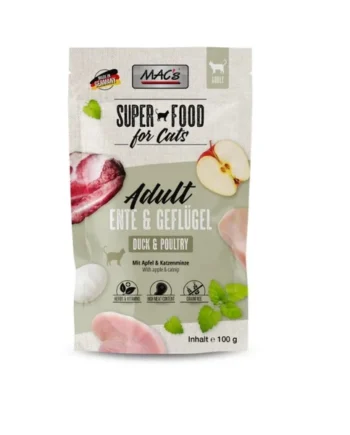 MAC’s Gato Bolsas Pato y Pollo 100g – Comida húmeda completa