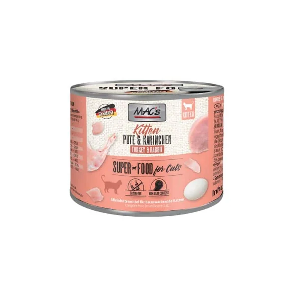 MAC’s Kitten Pavo y Conejo – Nutrición Completa para Gatitos