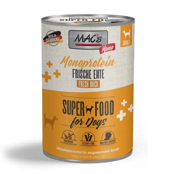 MAC’s Receta Monoproteica Sensitive Pato – Comida Húmeda Monoproteica para perros