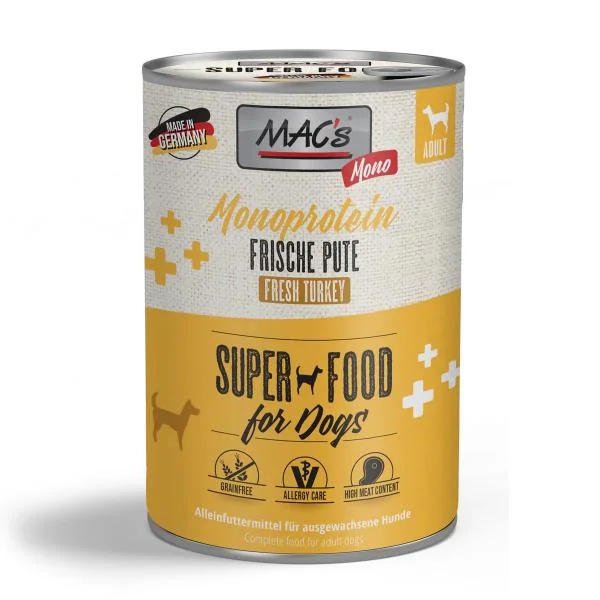MAC’s Receta Monoproteica Sensitive Pavo – Comida Húmeda Monoproteica para perros