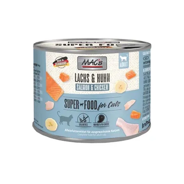 MAC’s Salmón y Pollo para Gatos – Comida Húmeda Completa Sin Cereales