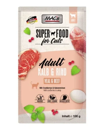 MAC’s Ternera y Venado para Gatos – Comida Húmeda Completa Sin Cereales