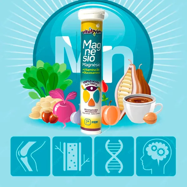 Magnesio Suplemento con Vitamina B6 Glucosamina Triple Acción