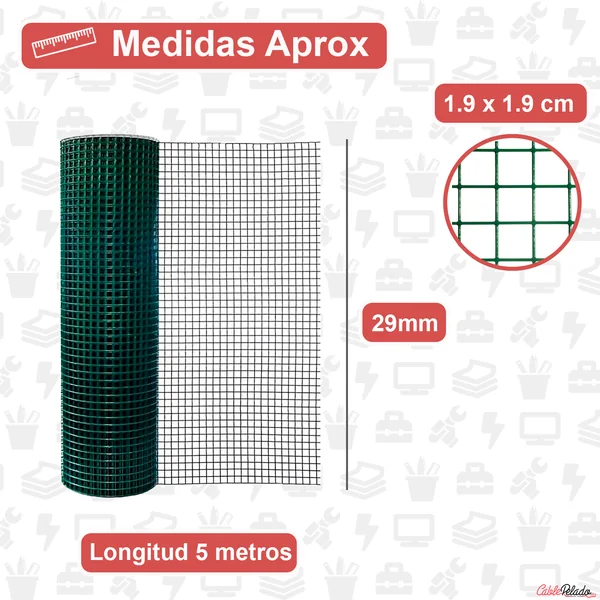 Malla Metálica Plastificada 1X5 Metros Verde