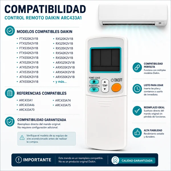 Mando Universal para Aire Acondicionado Daikin