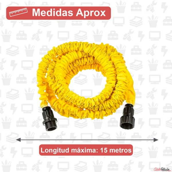Manguera Jardín Extensible Hasta 15 Metros Incluye Pistola Amarillo