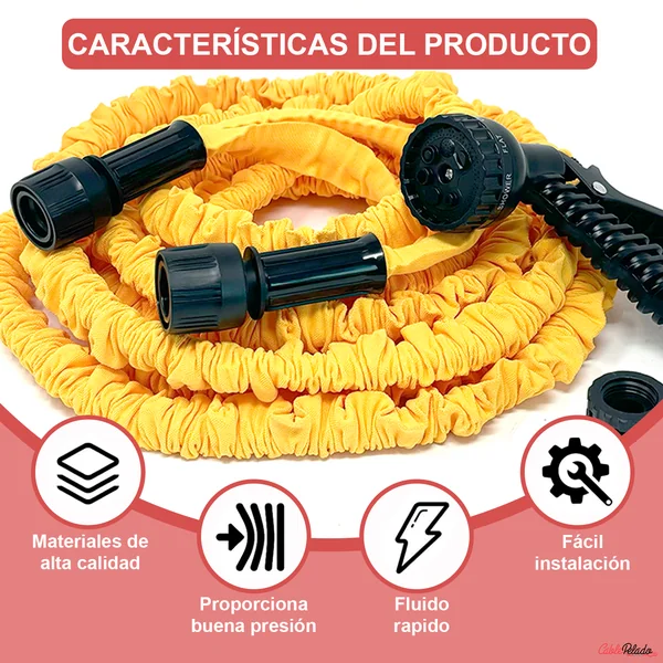 Manguera Jardín Extensible Hasta 15 Metros Incluye Pistola Amarillo