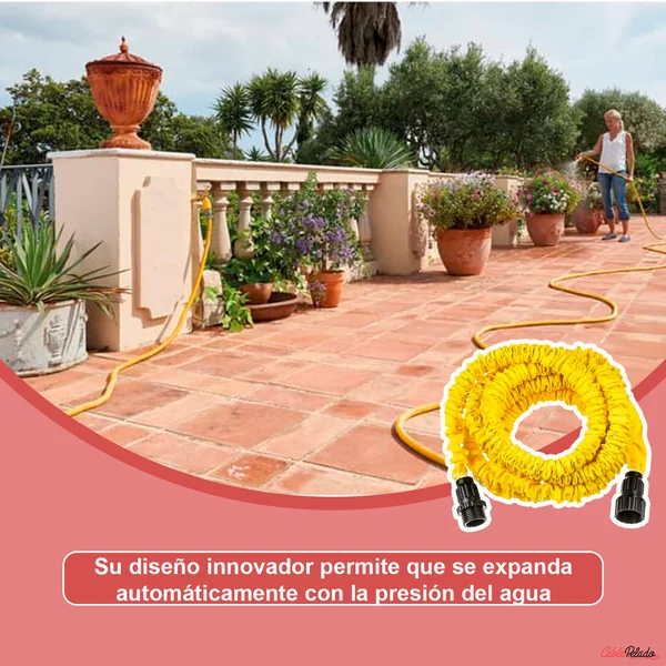 Manguera Jardín Extensible Hasta 15 Metros Incluye Pistola Amarillo