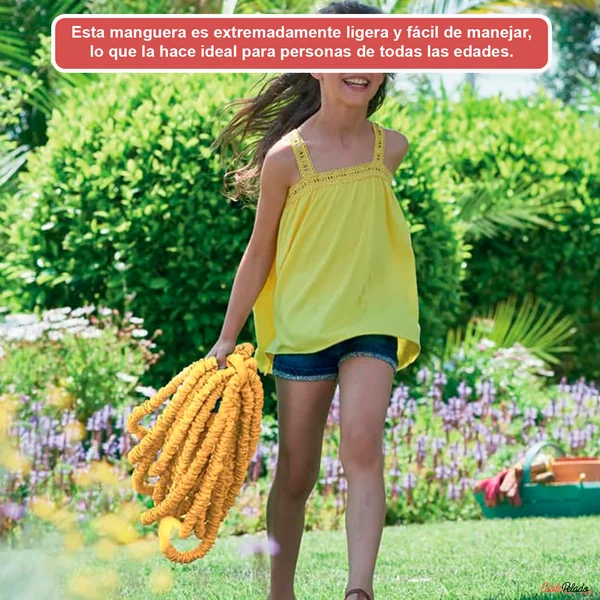 Manguera Jardín Extensible Hasta 15 Metros Incluye Pistola Amarillo