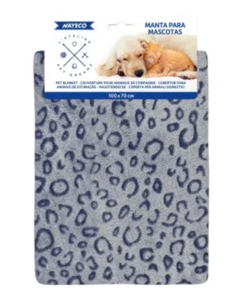 Manta Animal Print Azul para Perros y Gatos — Suave y Cálida