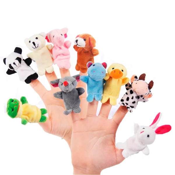 Marionetas Dedos Peluche Animales 10 Unidades Multicolor