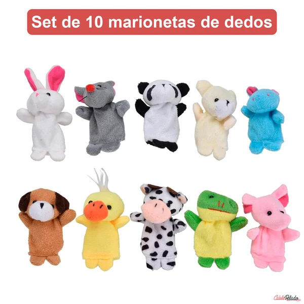 Marionetas Dedos Peluche Animales 10 Unidades Multicolor