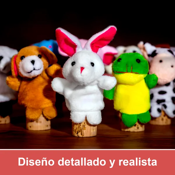 Marionetas Dedos Peluche Animales 10 Unidades Multicolor