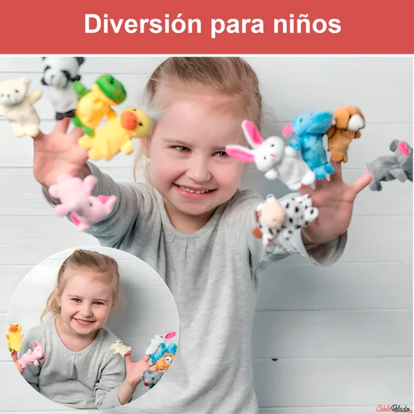 Marionetas Dedos Peluche Animales 10 Unidades Multicolor