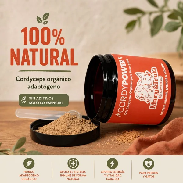 Mary & Trufa CordyPower Cordyceps para perros y gatos: energía, vitalidad y refuerzo del sistema inmune