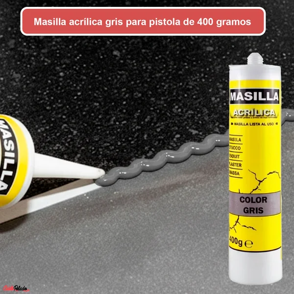 Masilla Acrílica Gris Para Pistola 400 Gramos Gris