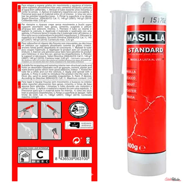 Masilla Standard Para Pistola 400 Gramos Blanco