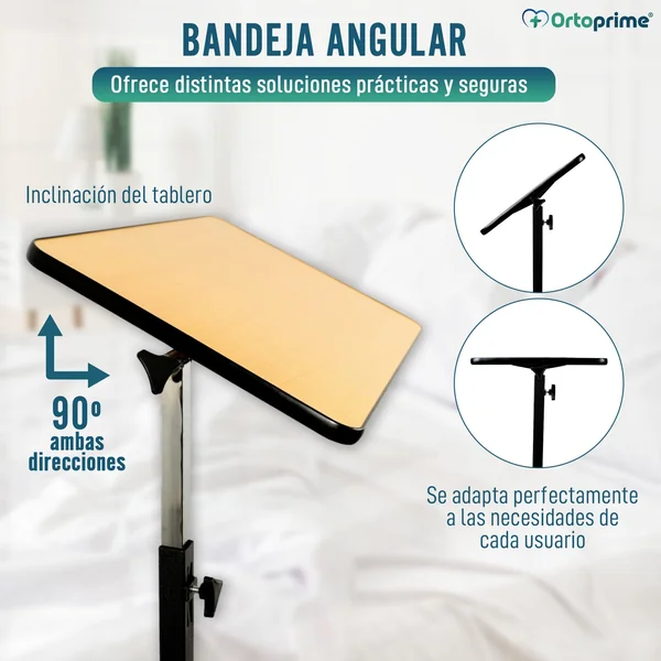Mesa Auxiliar Plegable con Altura Regulable Tablero Abatible 90°