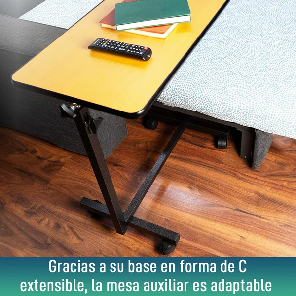 Mesa Auxiliar Plegable con Altura Regulable Tablero Abatible 90°