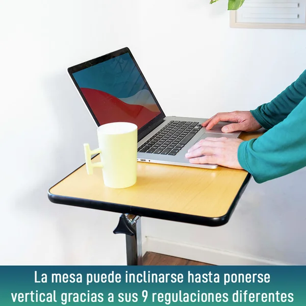 Mesa Auxiliar Plegable con Altura Regulable Tablero Abatible 90°