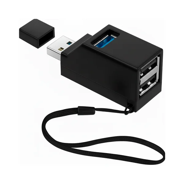 Mini Hub 3 Puertos 2 USB 2.0 Mas 1 USB 3.0 Negro