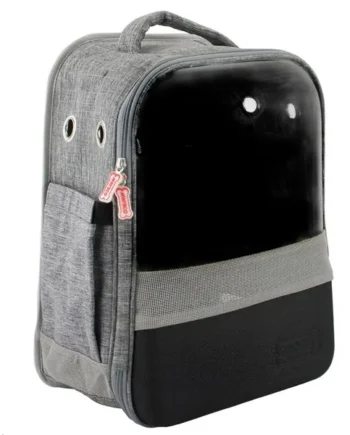 Mochila Para Mascotas con Ventana Gris 32X23X43 cm