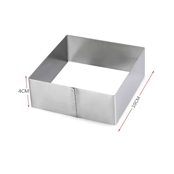Molde para reposteria cuadrado inox 10 cm Gris