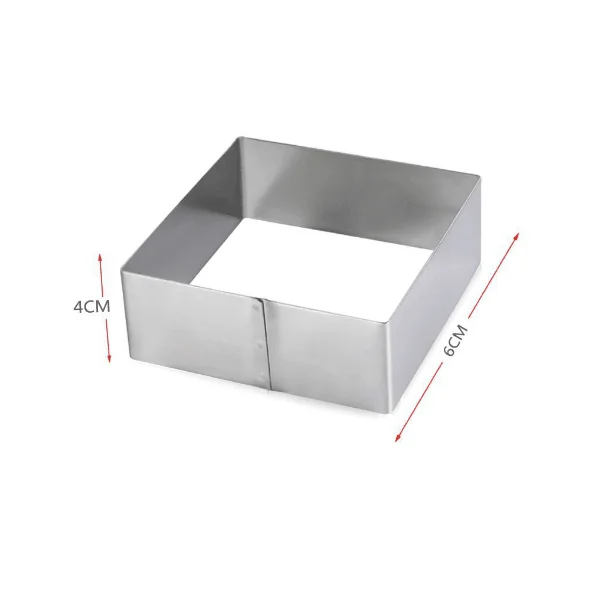 Molde para reposteria cuadrado inox 6 cm Gris